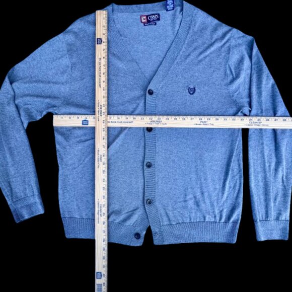 Chaps Button Front Cardigan Mens XL Heather Gray Pima Cotton Grandpa Academia - Picture 3 of 7
